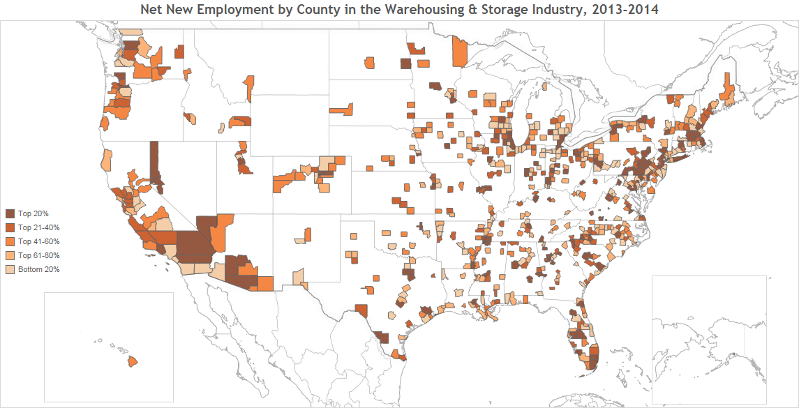 This map of 's warehouse locations shows how it's taking over America