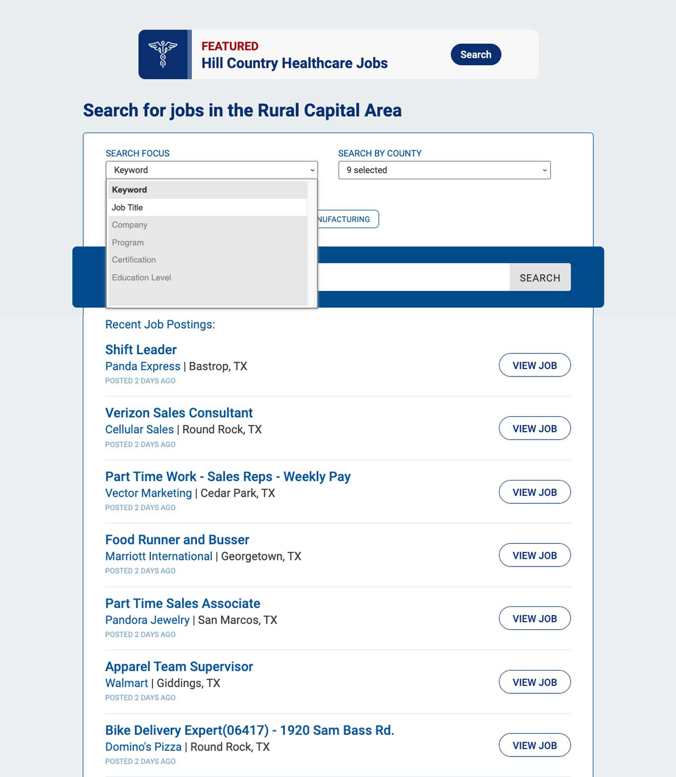 Headlight Data Job Search Portal Filters