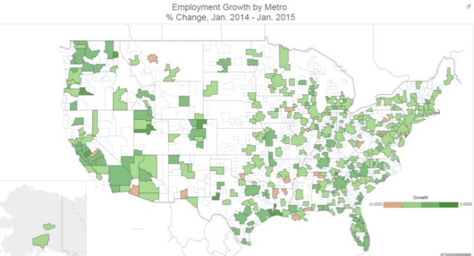 Fastest Growing Job Markets of 2014-map1