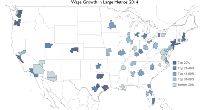 Wage Growth Map Large Metros