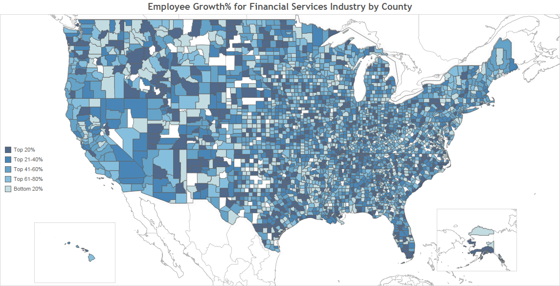 Employee Growth for Financial Services Industry by County to post