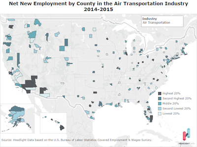 Net New Employment by County air