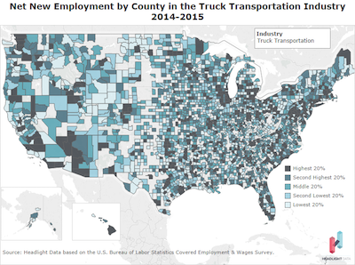 Net New Employment by County transport