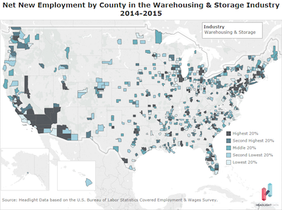 Net New Employment by County warehouse